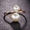 Faux Pearl Rose Gold Cuff Ring -  