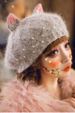 Faux Pearl Beaded Knitted Beret -  