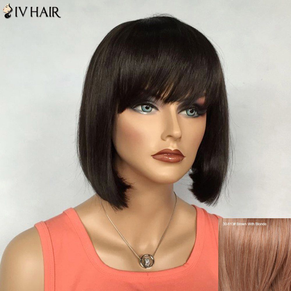 2019 Bob Hairstyle Short Siv Hair Capless Straight Real 