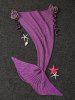 Couverture élégante tricotée embellie de fleurs en forme de queue de sirène pour les enfants - Violet 