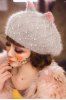 Faux Pearl Beaded Knitted Beret -  