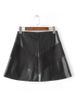 High-Waisted Faux Leather Mini Zippered Skirt -  