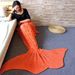 Couverture Queue de Sirène Couleur Unie Tricotée en Style Tresses pour Adulte - Orange 