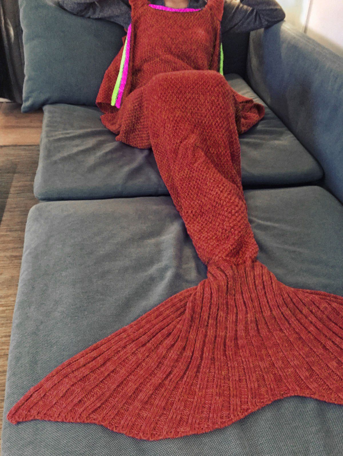 Affordable Fashion Sling Falbala Shape Mermaid Tail Design Blanket  