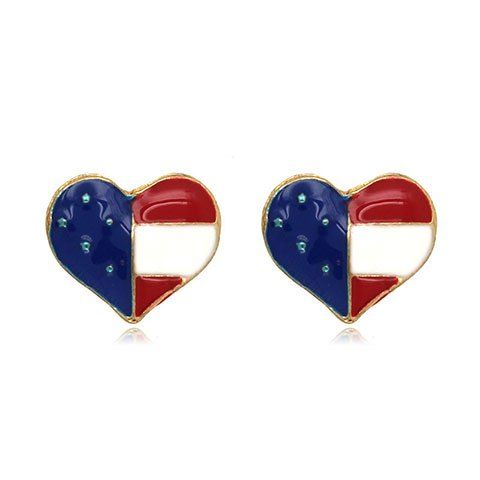 

American Flag Heart Shape Stud Earrings, Blue