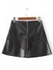 High-Waisted Faux Leather Mini Zippered Skirt -  