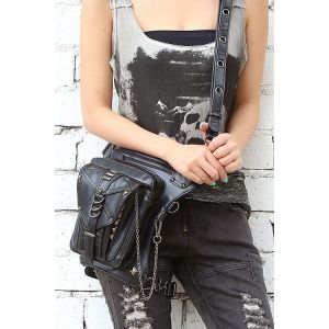 PU Leather Metal Chain Cross Body Bag