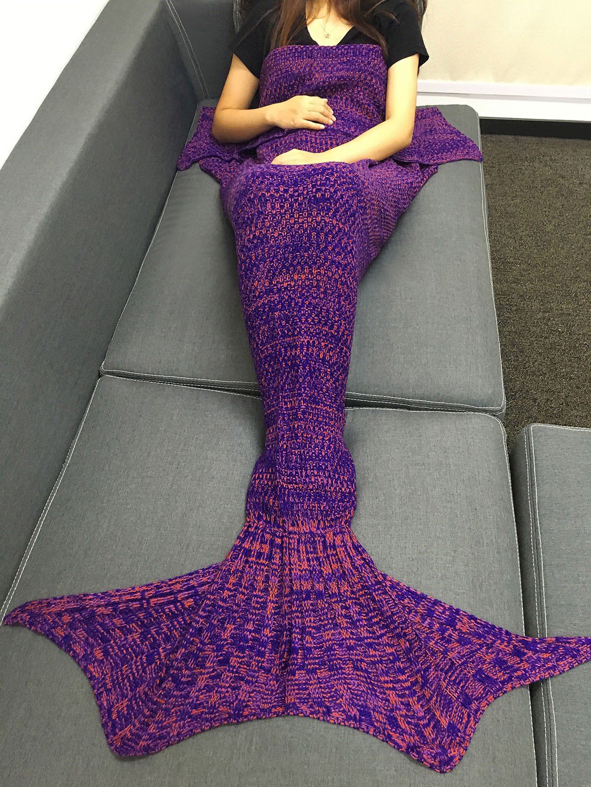 Latest Fashion Multicolor Knitting Sleeping Bag Fish Tail Design Blanket For Adult  