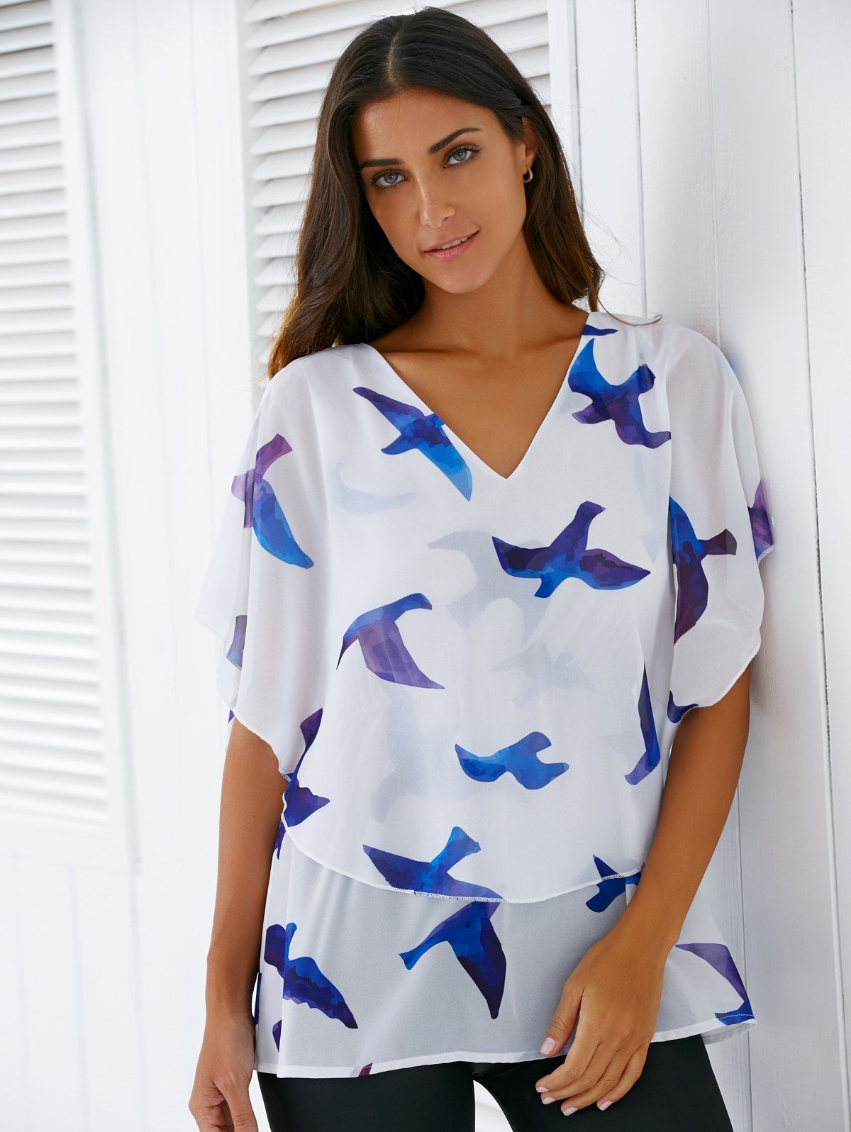 bird print blouse uk