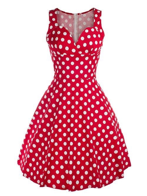 [24% OFF] Polka Dot Sweetheart Neckline A Line Dress | Rosegal