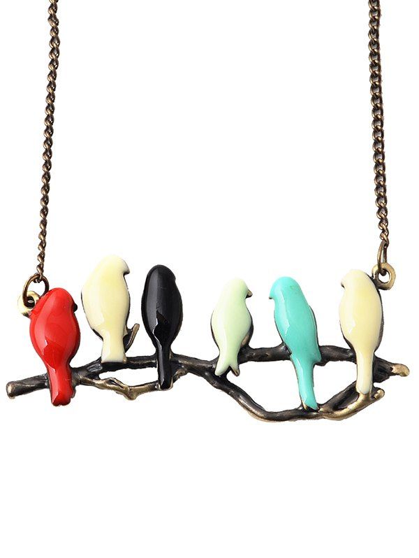 

Candy Colored Birds Branch Sweater Chain, Colormix