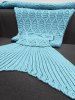 Couverture Queue de Sirène Style Simple Tricotée au Crochet Couleur Unie Motif Géométrique - Bleu clair 