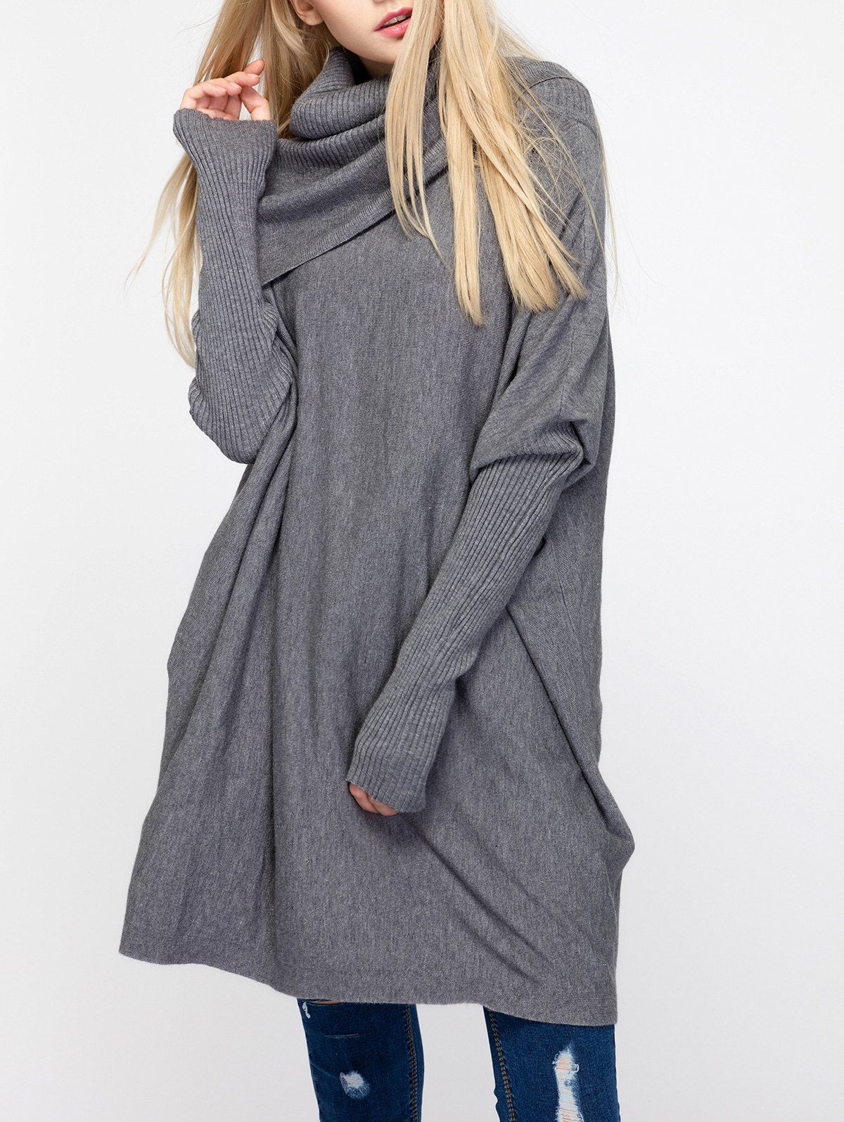 gray turtleneck tunic