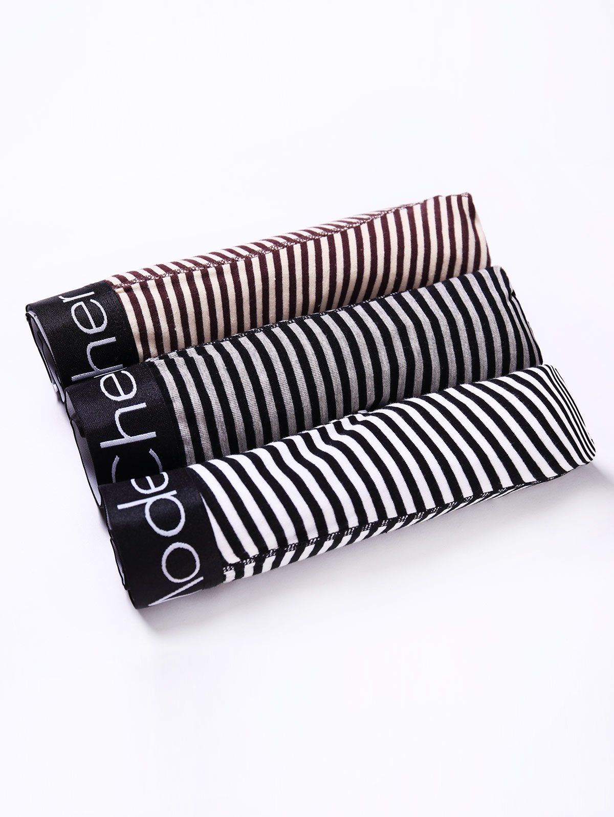 

Cherlamode (Three Color) 3PCS U Pouch Design Stripe Boxer Shorts For Men, Colormix