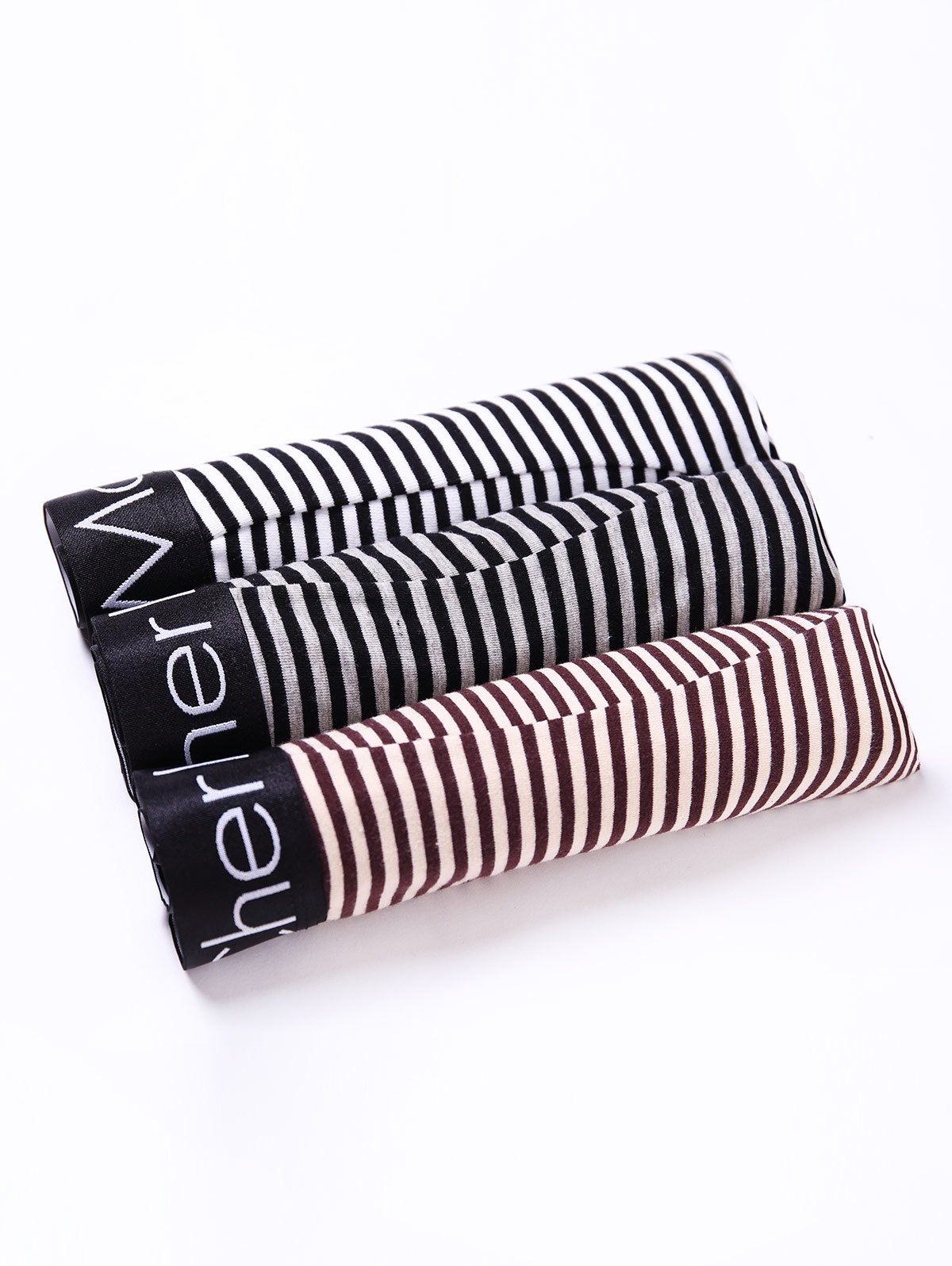 

Cherlamode 3PCS (Three Color) U Pouch Design Striped Boxer Briefs For Men, Colormix