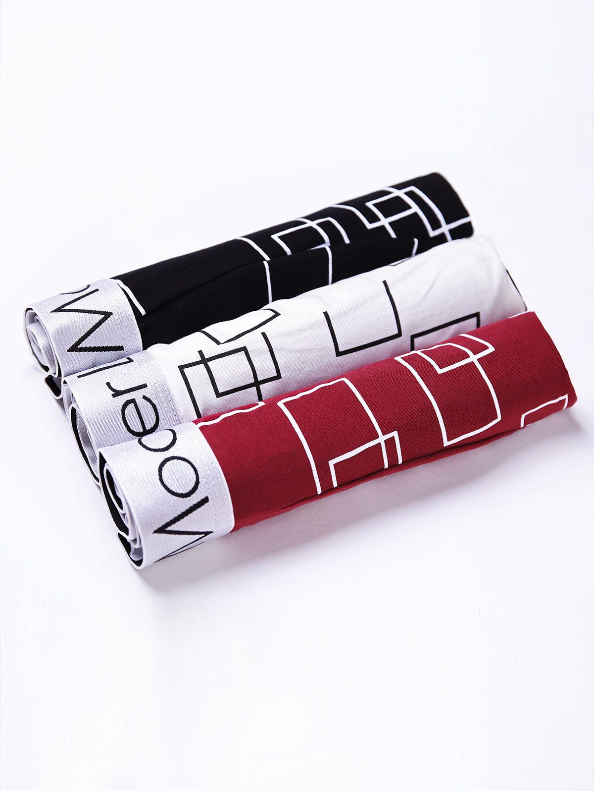 

Cherlamode 3PCS (Three Color) Geometric Printed Trunks For Men, Colormix