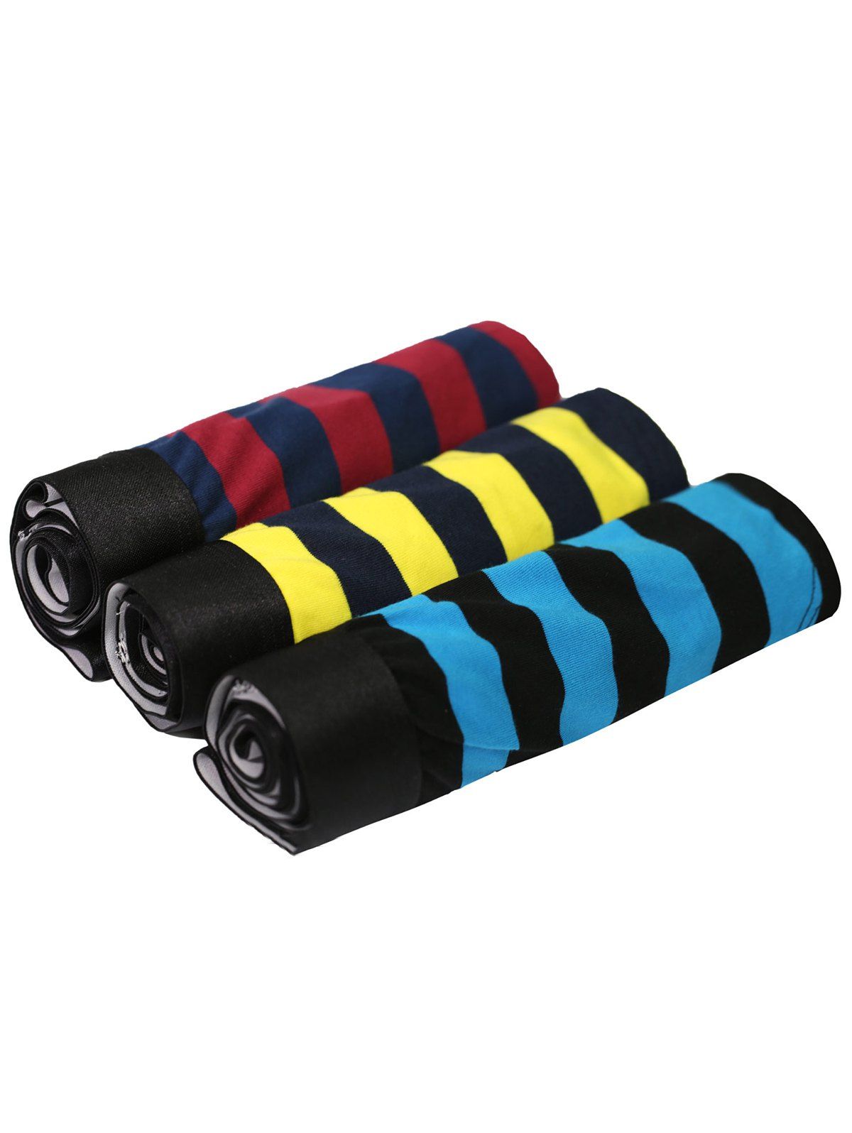 

Cherlamode 3PCS U Pouch Design Color Block Striped Boxer Briefs For Men, Colormix