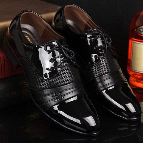 Zapatos Formales Patron Cuero Y Charol Hombre Negro Rosegal Com