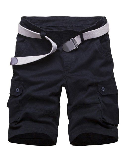 

Zipper Fly Multi Pockets Cargo Shorts, Black