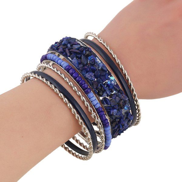 [34% OFF] Rhinestone Multilayer Bead Gravel Embellished Bracelet | Rosegal