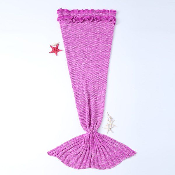 

Flouncing Sleeping Bag Mermaid Design Knitted Blanket and Throws For Kids, Peach pink