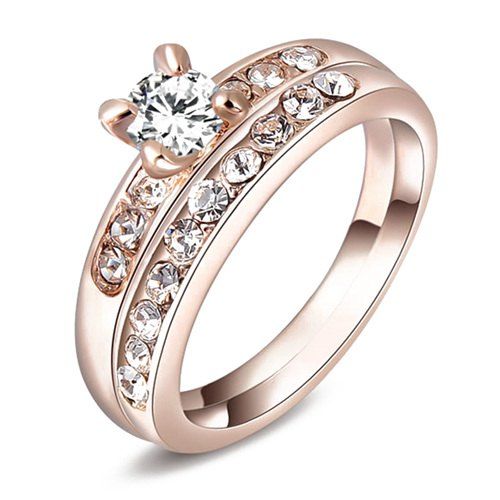 

Pair of Rhinestone Wedding Jewelry Rings, Rose gold