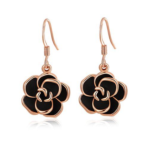 

Pair of Alloy Rose Shape Drop Earrings, Golden