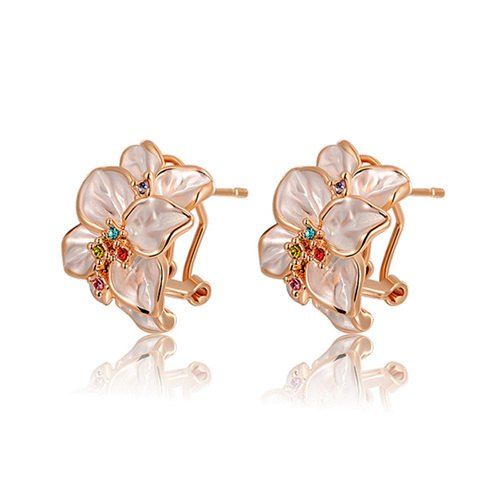 

Pair of Alloy Flower Shape Earrings, Golden