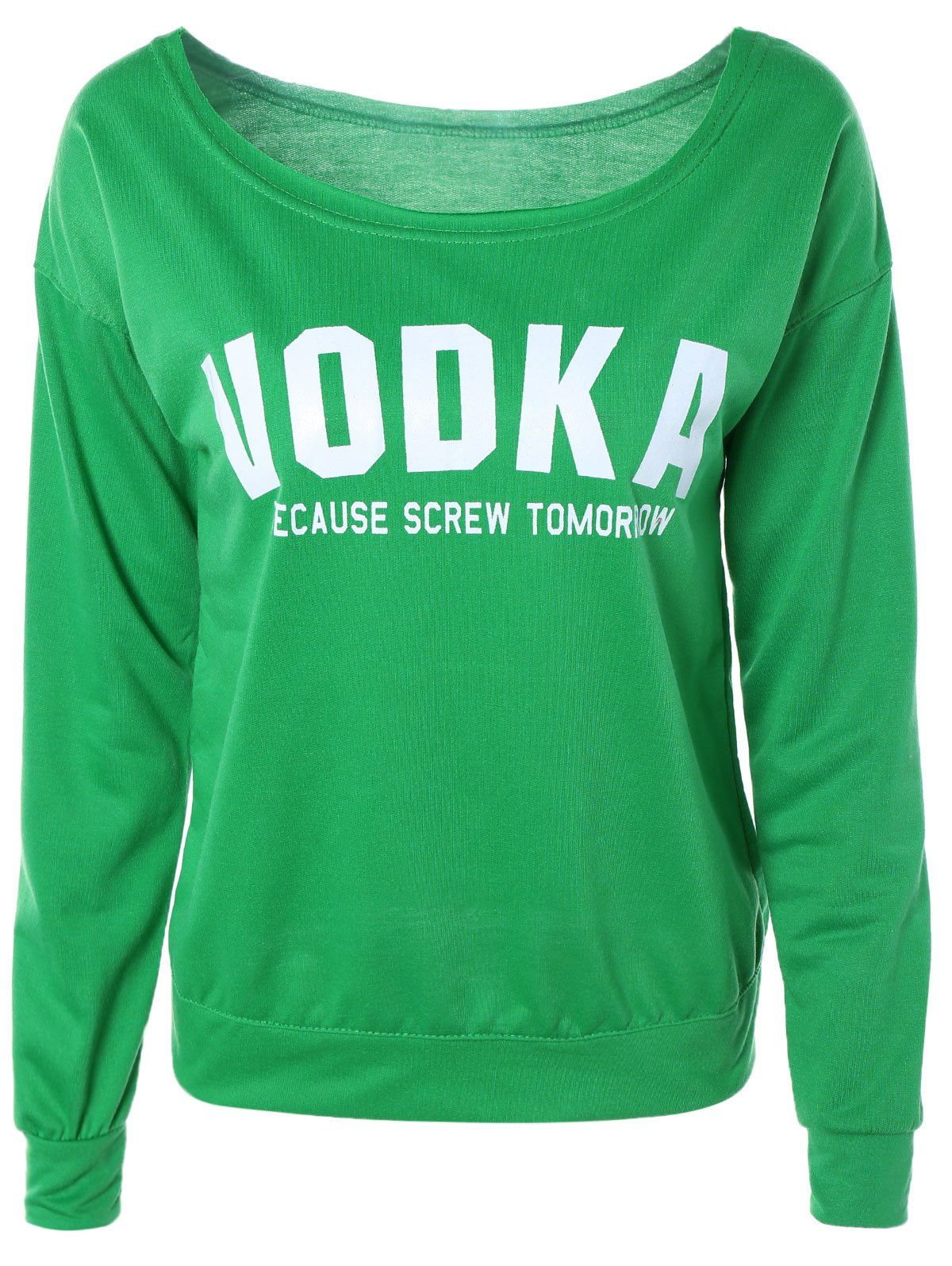 

Casual Letter Loose-Fitting Sweatshirt, Green