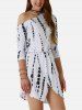 Skew Neck Long Sleeve Asymmetric Slit Dress -  