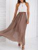 kayla spliced lace pleated maxi