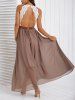 kayla spliced lace pleated maxi