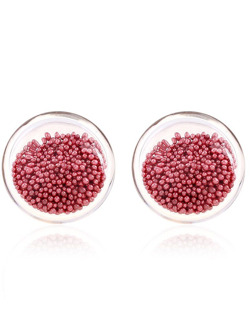 

Pair of Transparent Beads Stud Earrings, Red