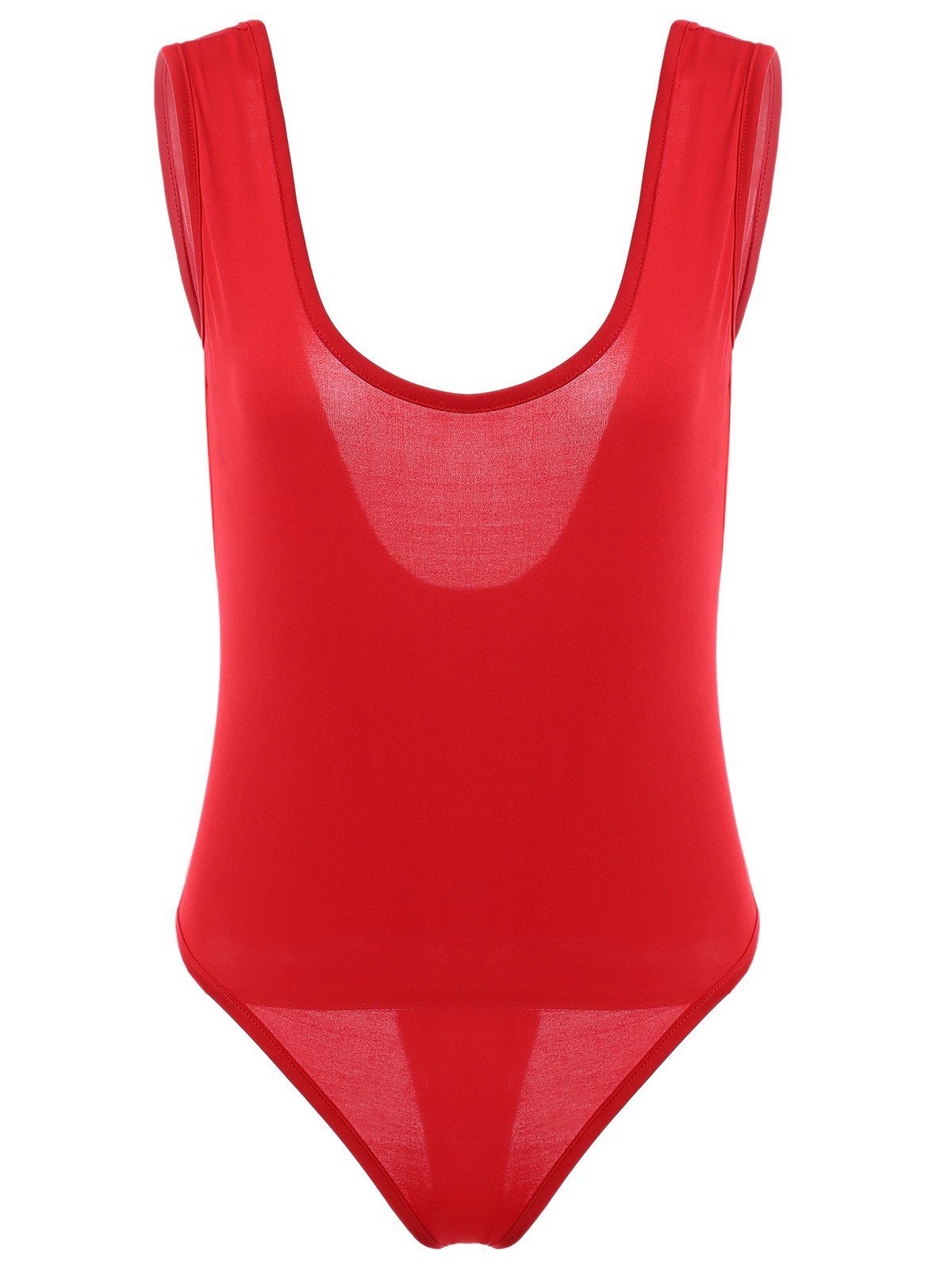 

Chic Plunging Neck Red One-piece Swimwear For Women