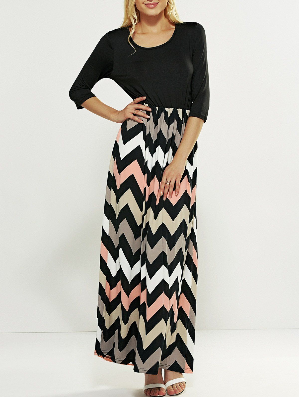 Zig Zag Striped Maxi Dress [24% OFF] | Rosegal