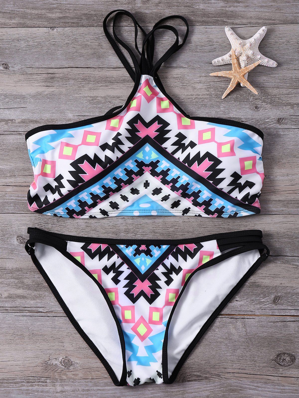 [27% OFF] Chic Cut Out Geometric Print Women's Bikini Set | Rosegal