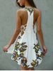 Lace-Up Asymmetrical Cut Out Floral Dress -  