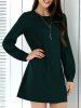 Brief Lantern Sleeve Dress Pure Color -  
