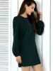 Brief Lantern Sleeve Dress Pure Color -  