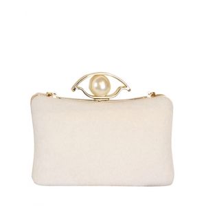Chain Faux Pearl Metal Evening Bag