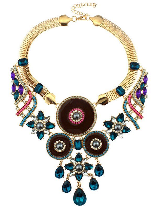 

Faux Sapphire Water Drop Blossom Necklace, Blue