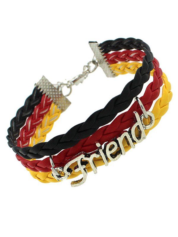 

Faux Leather Woven Flag Friend Bracelet, Black