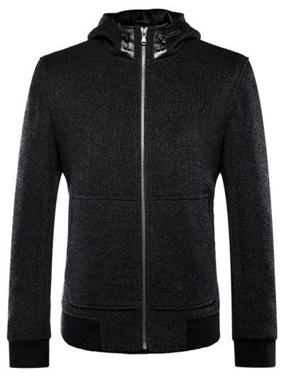 

Zip Up Long Sleeve Drawstring Hooded Jacket ODM Designer, Black