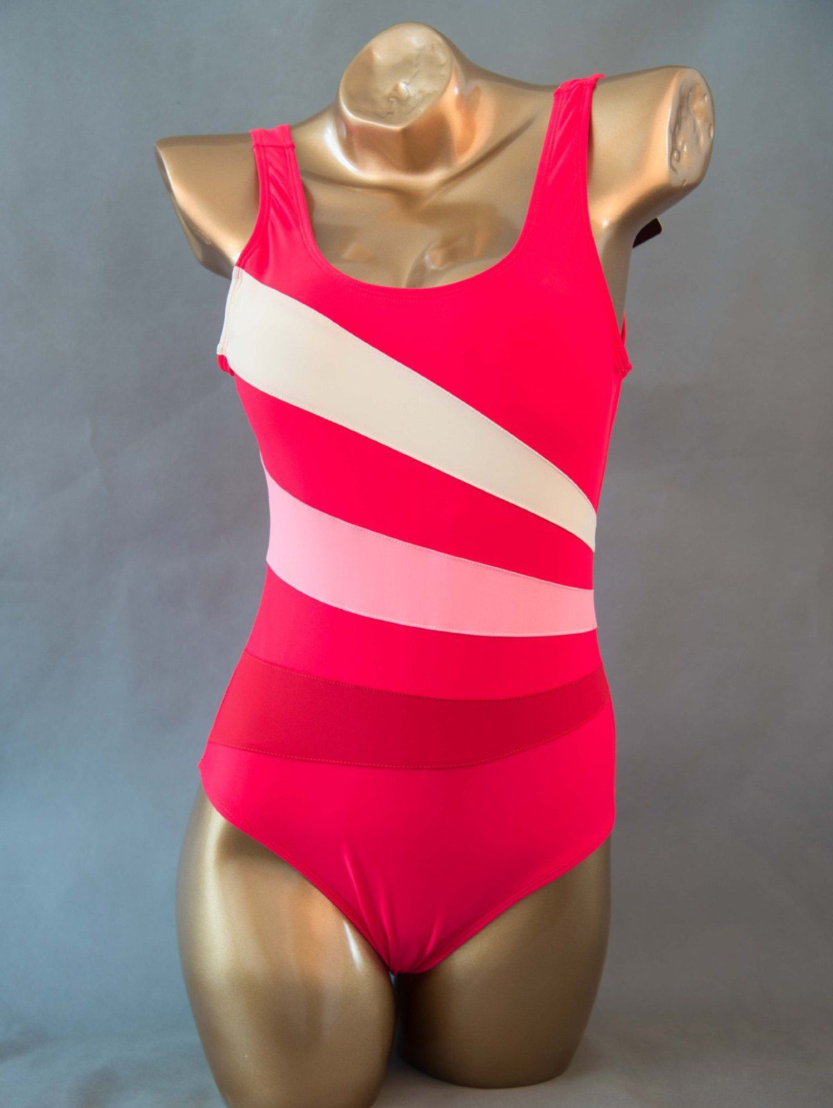 

Color Block Skinny Backless One Piece Swimwear, Red