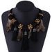 Faux Leather Tasseled Necklace -  