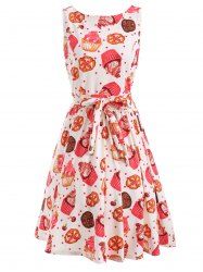 [56% OFF] Front Tied Print A Line Dress | Rosegal