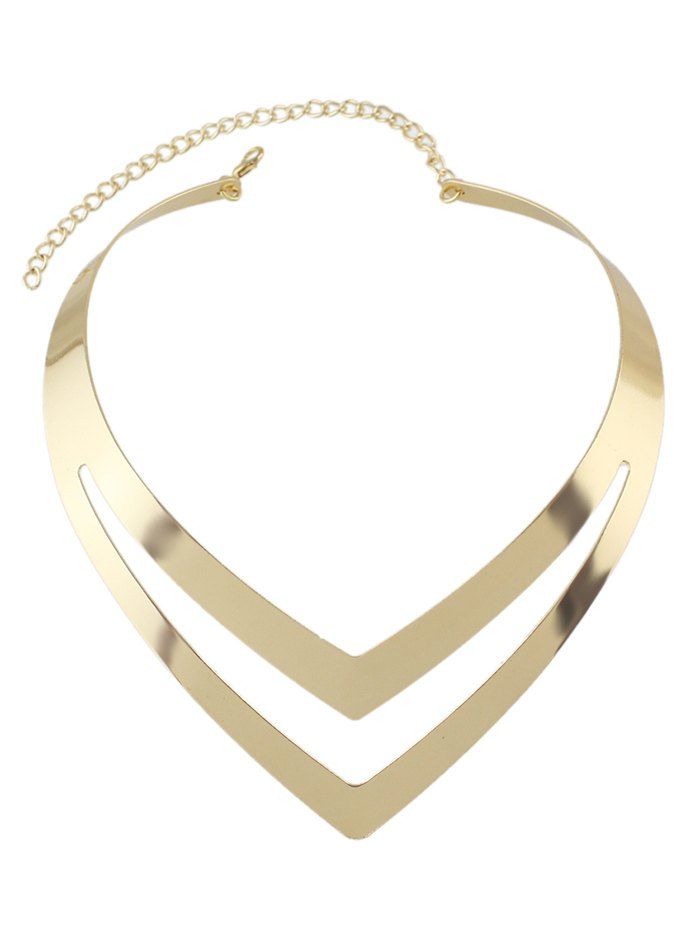 

V Shape Hollow Out Necklace, Golden