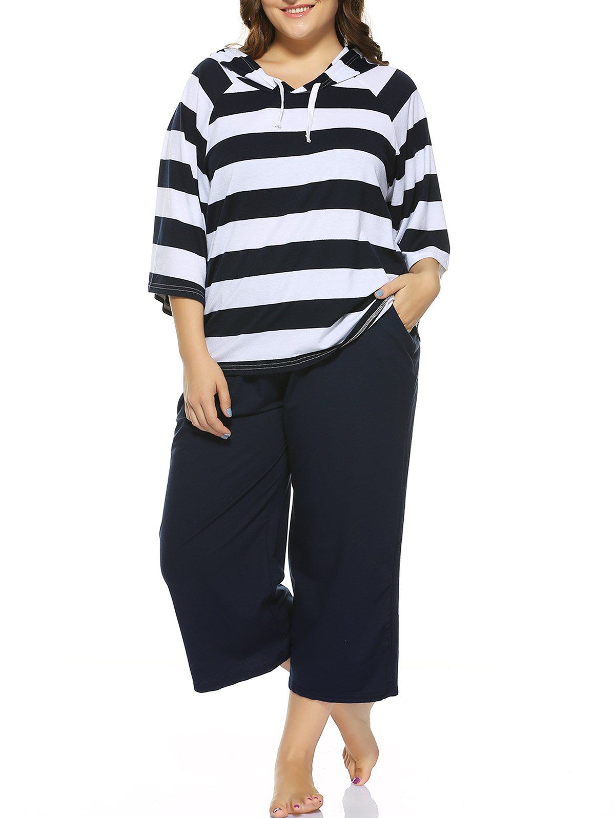 59-off-plus-size-striped-hooded-t-shirt-capri-wide-leg-pants-rosegal