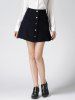 High Waist Buttoned Corduroy Skirt -  