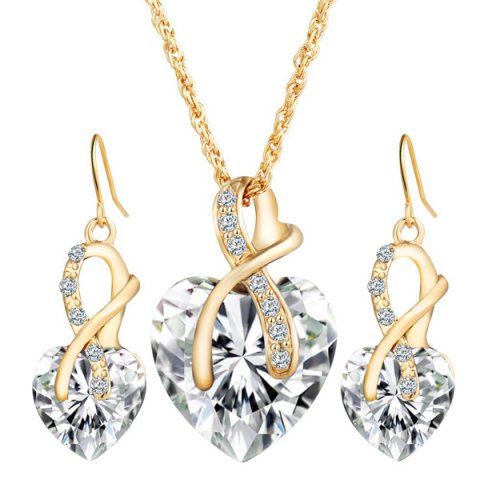 Moda Faux Pırlanta Kristal Rhinestone Kalp Düğün Takı Seti